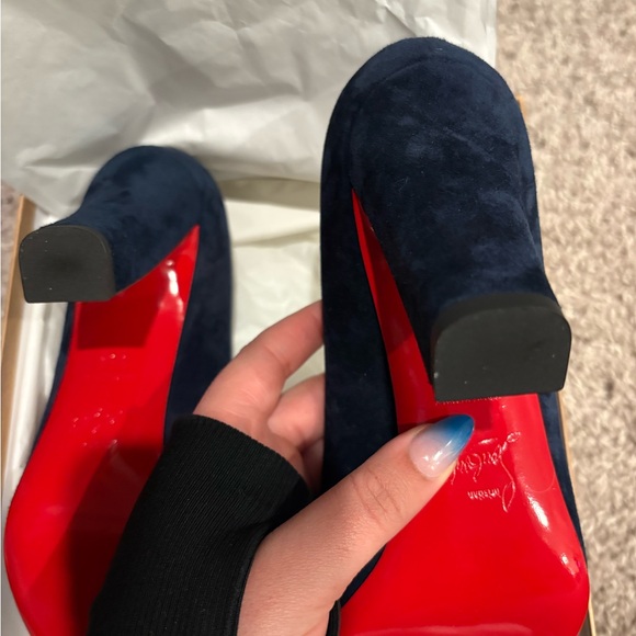 Christian Louboutin Women's Suede Navy Heels - Picture 6 of 9